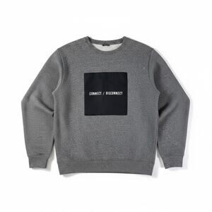 H&M Mens Crew Neck Connect Disconnect Long Sleeve Sweatshirt Gray Streetwear